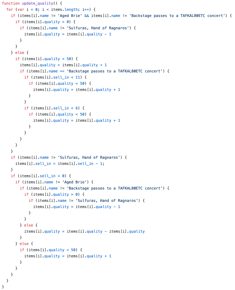 Screenshot of a bad code example with a lot of nested if/else statements