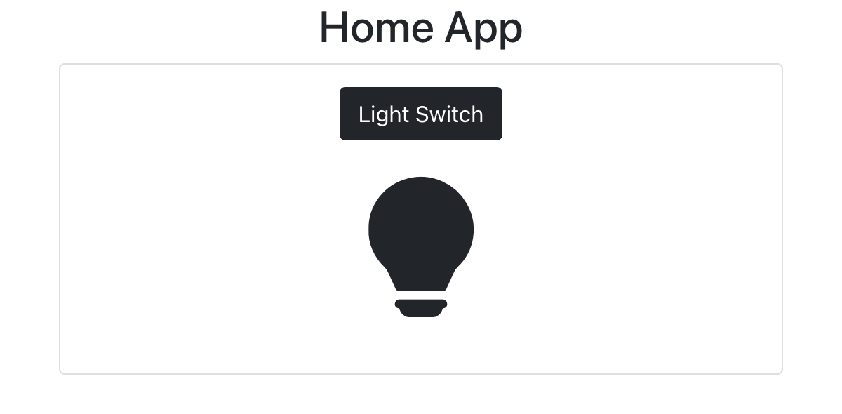 Screenshot of Light component in the running React app